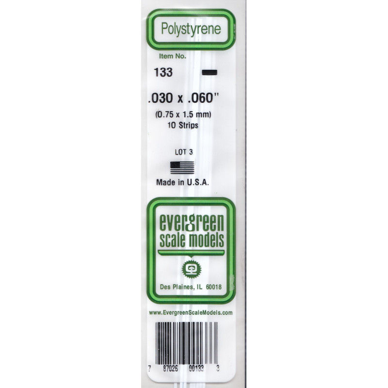 STRIPS POLISTIRENE 0,75x1,5mm