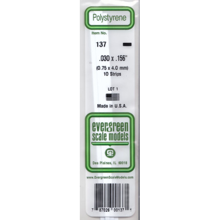 STRIPS POLISTIRENE 0,75x4mm