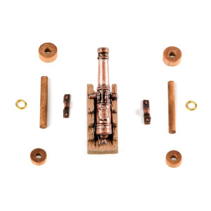 CANNONE DECORATO CON AFFUSTO IN LEGNO 30mm
