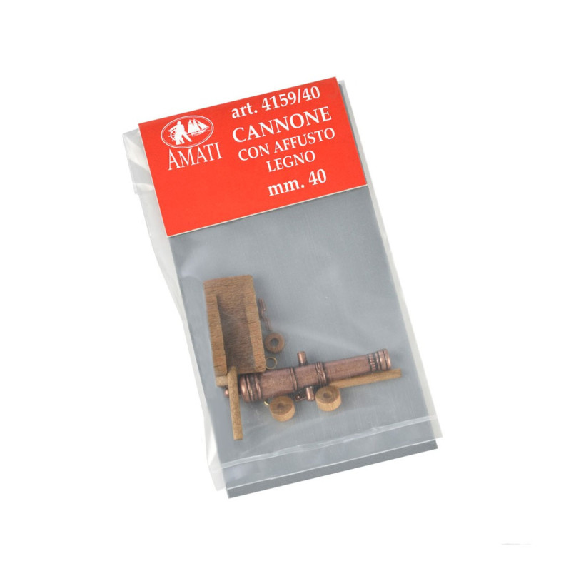 CANNONE DECORATO CON AFFUSTO IN LEGNO 40mm