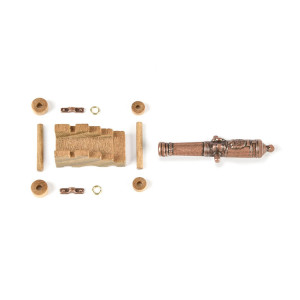 CANNONE DECORATO CON AFFUSTO IN LEGNO 40mm
