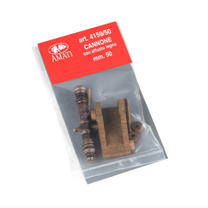 CANNONE DECORATO CON AFFUSTO IN LEGNO 50mm
