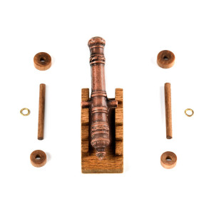 CANNONE DECORATO CON AFFUSTO IN LEGNO 50mm